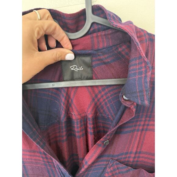 Rails Long Sleeve Plaid Button Front Shirt Dress in Red and Black SZ S 1991 - Picture 4 of 12